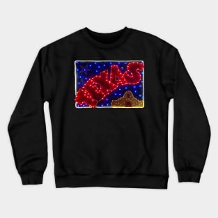 Retro billboard: TEXAS in red and blue lights (plus bonus Alamo) Crewneck Sweatshirt